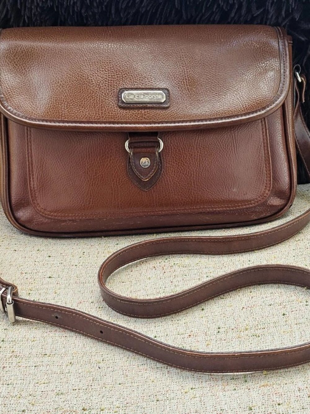 Vintage Liz Claiborne Women Purse Handbag Brown Leather Shoulder Bag